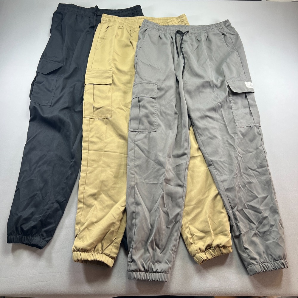 Hks By Boris Cargo Pants Mens Large Multi Drawstring Waist Tapered Leg Lot Of 3